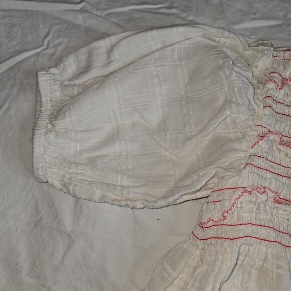 Zara Girls White Smocked Dress Short Sleeve Sz 4-5 - Picture 5 of 8